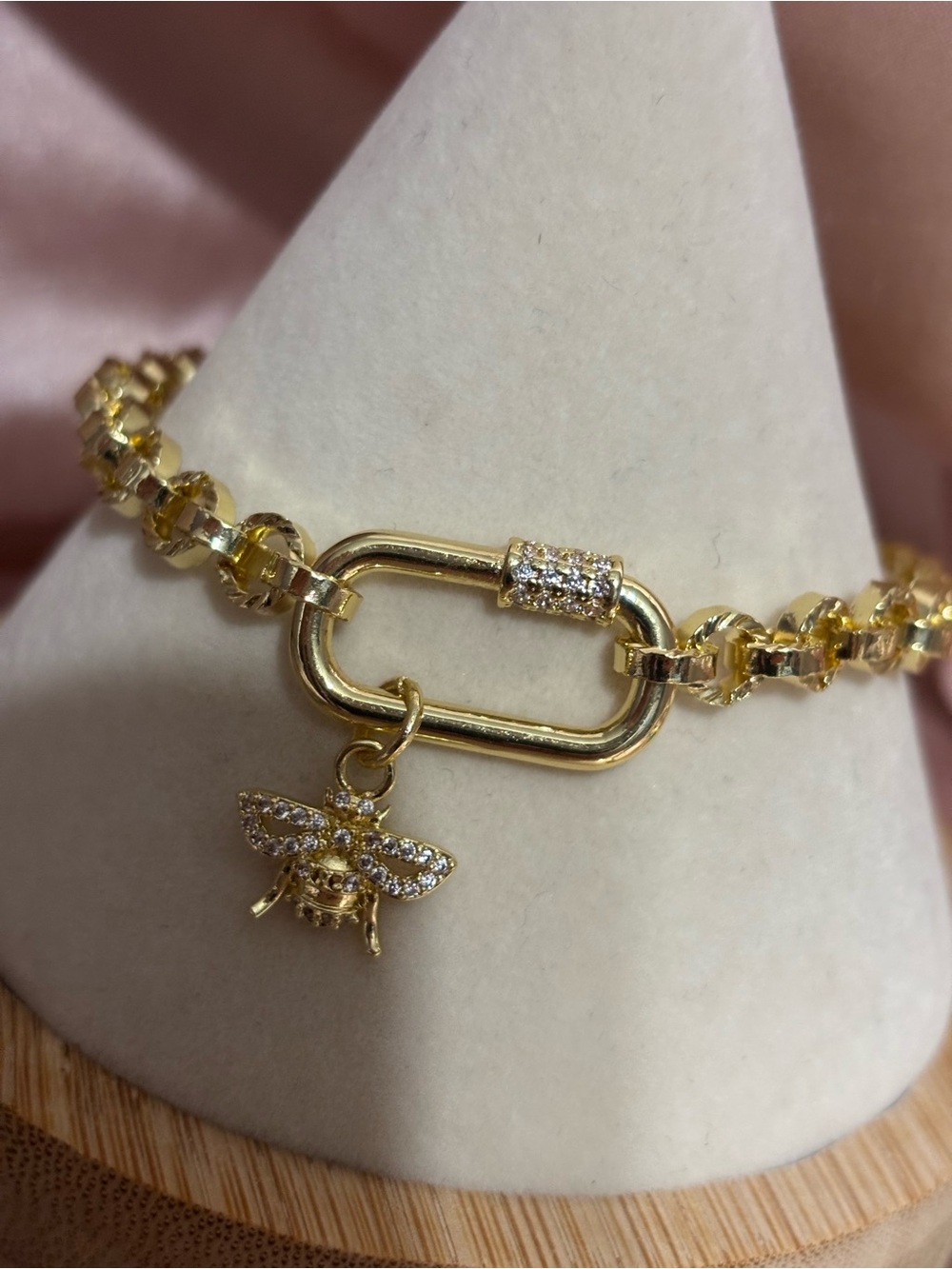 Gold Bee Charm Link Bracelet - Women Jewelry